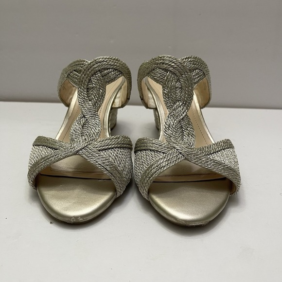 Alex Marie Martine Gold Shimmer Braided Wedges Heels Party Sandals Womens 8.5 - Picture 2 of 12
